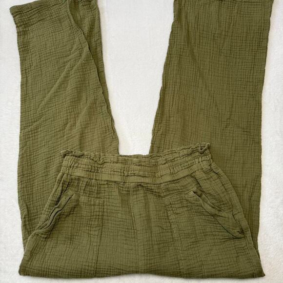 Green boho cotton trousers style - Picture 2 of 4